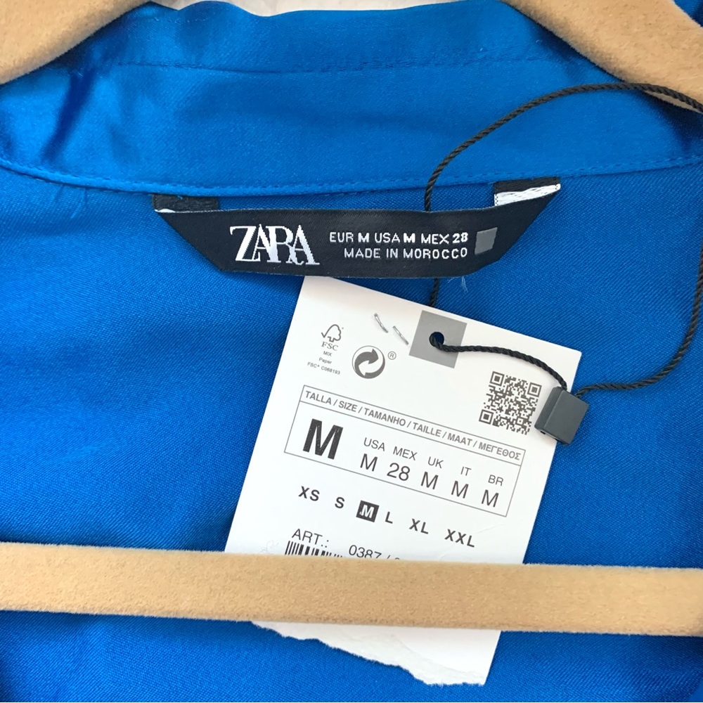 Zara Royal Blue Satin Wrap Mini Dress - Picture 10 of 16